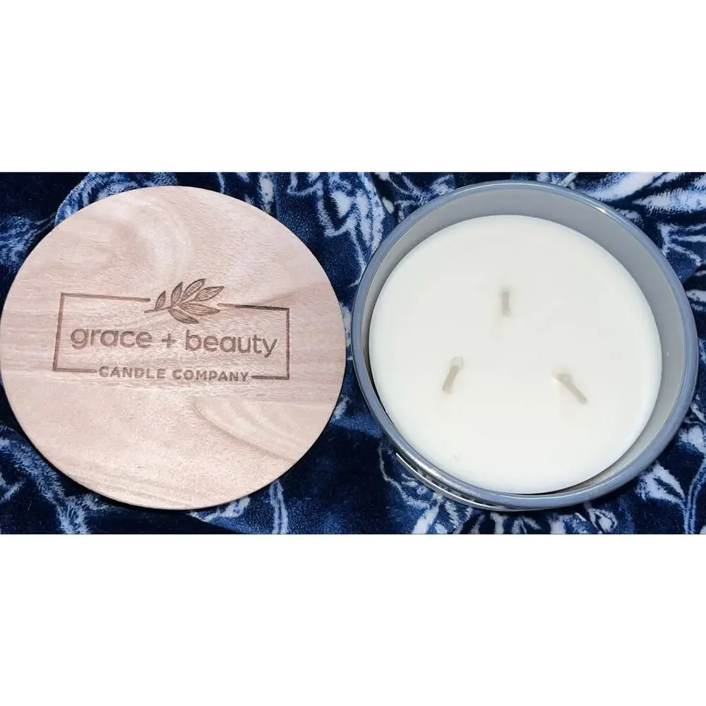 NEW! Grace & Beauty Platinum Smoke Soy Wax Blend Scented Candle 14.5oz